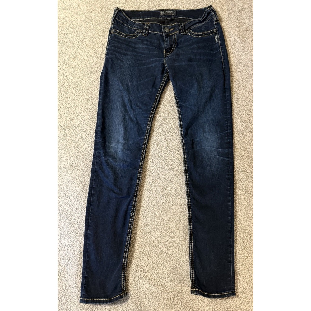 SILVER SUKI Mid Super Skinny Dark Wash  Nice Detail Jeans Women's Size 29x31